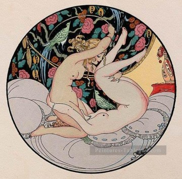 Lesbiennes accroupies Gerda Wegener Erotique Adulte Peinture à l'huile